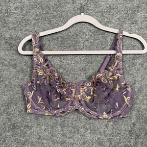 Soma Size 36C Sensuous Lace Unlined Bra Purple Underwire Adjustable Straps